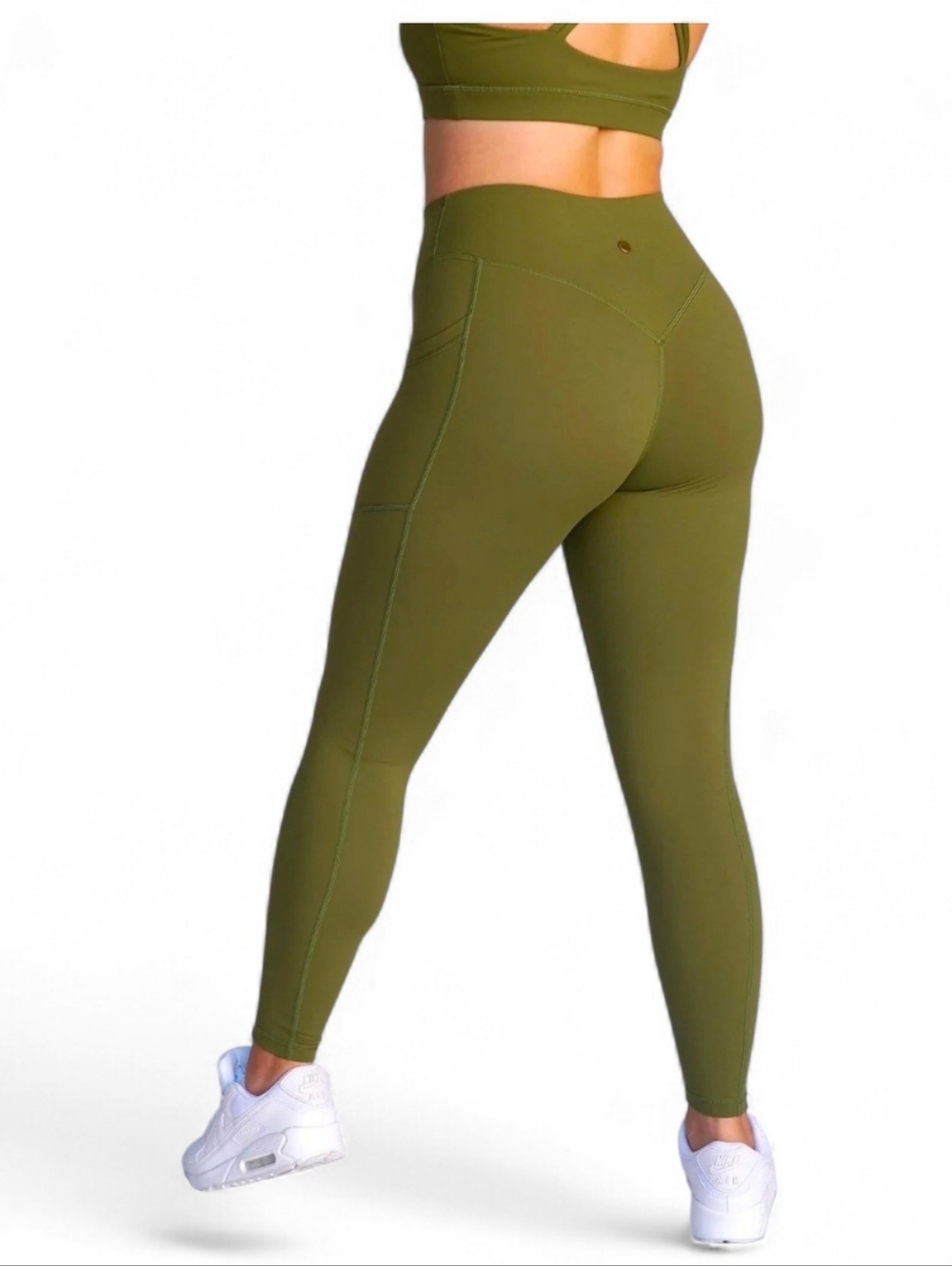 LOVE FITNESS Olive Green Effortless Pocket Leggings - XL